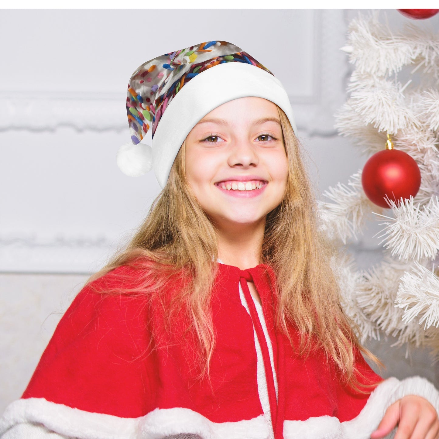 Rainbow Sprinkles and Whipped Cream Christmas Santa‘s Hats