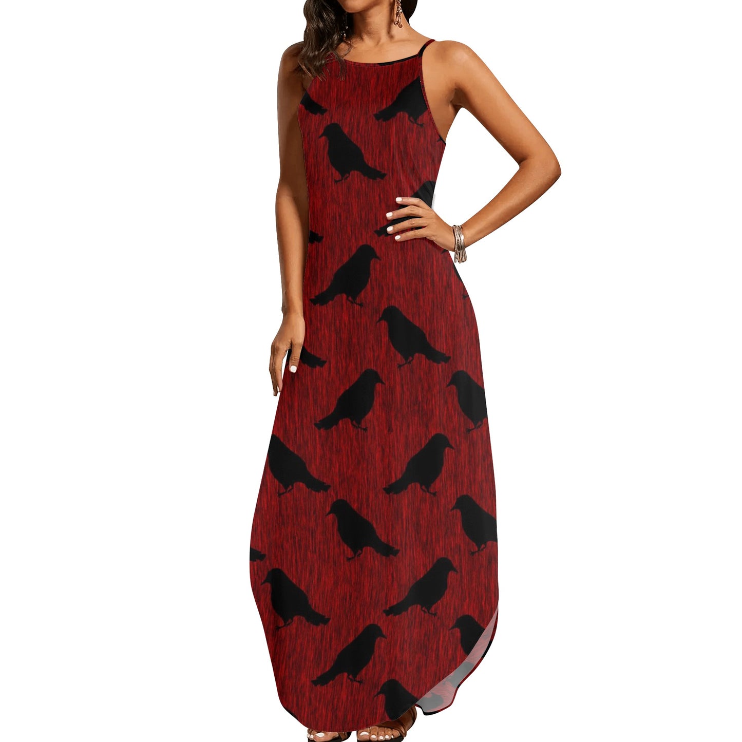 Ravens Pattern Womens Elegant Sleeveless Party Dress