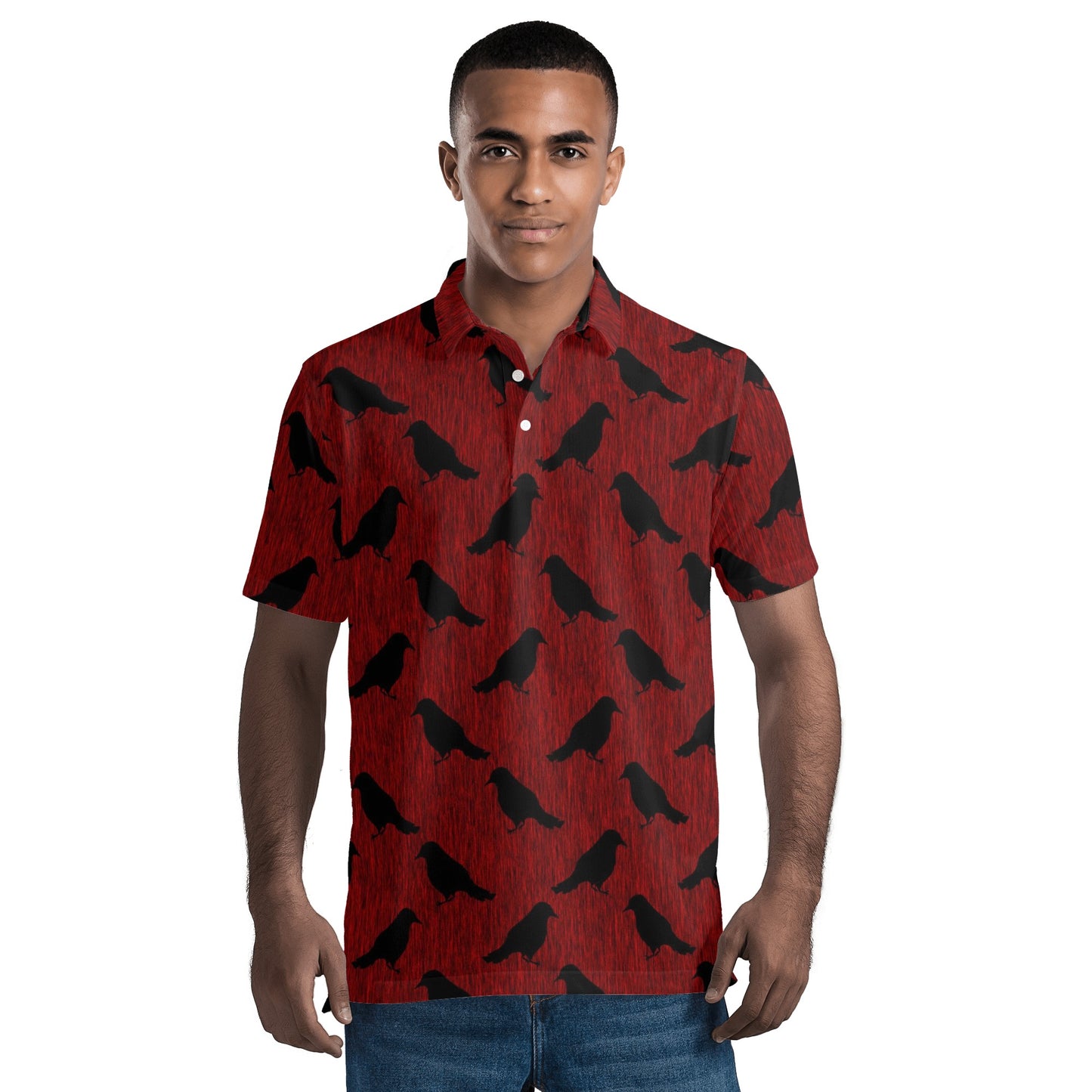 Ravens Pattern Mens All Over Print Polo Shirt