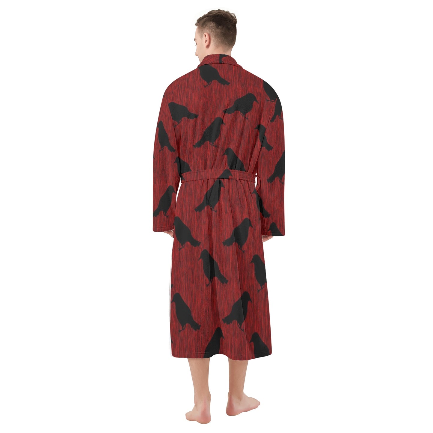 Ravens Pattern Mens Bathrobe