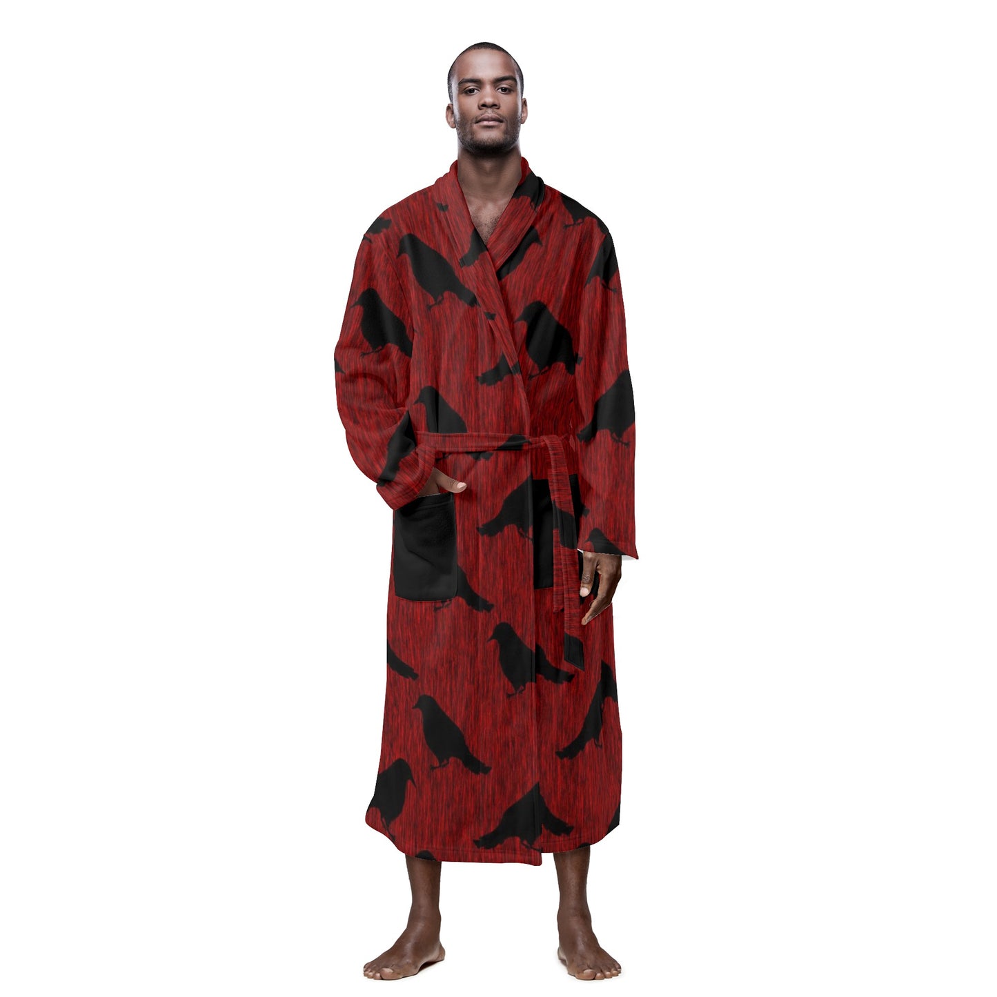 Ravens Pattern Mens Bathrobe