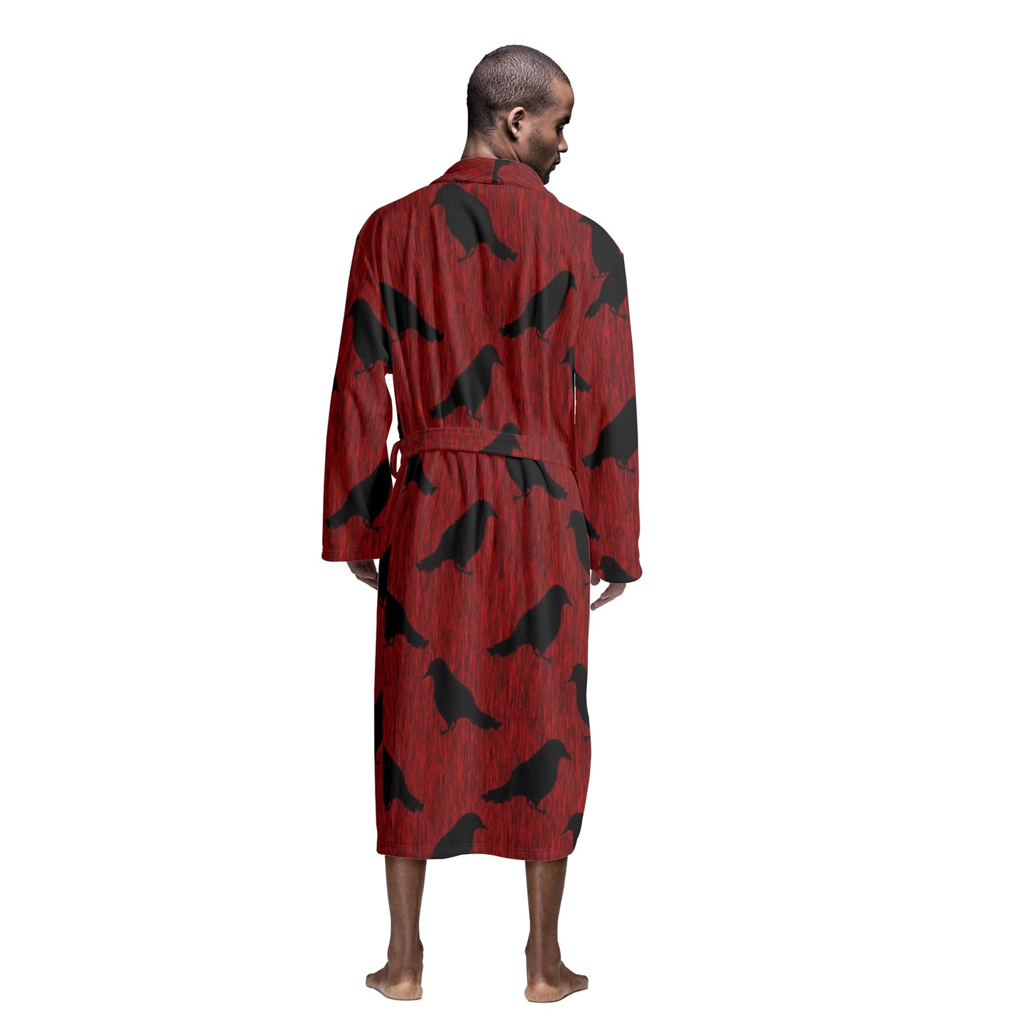 Ravens Pattern Mens Bathrobe