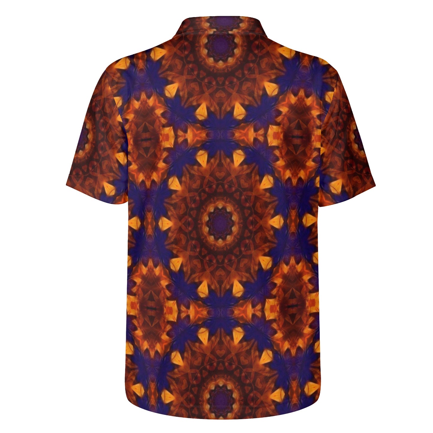 Blue Orange Kaleidoscope Mens All Over Print Polo Shirt