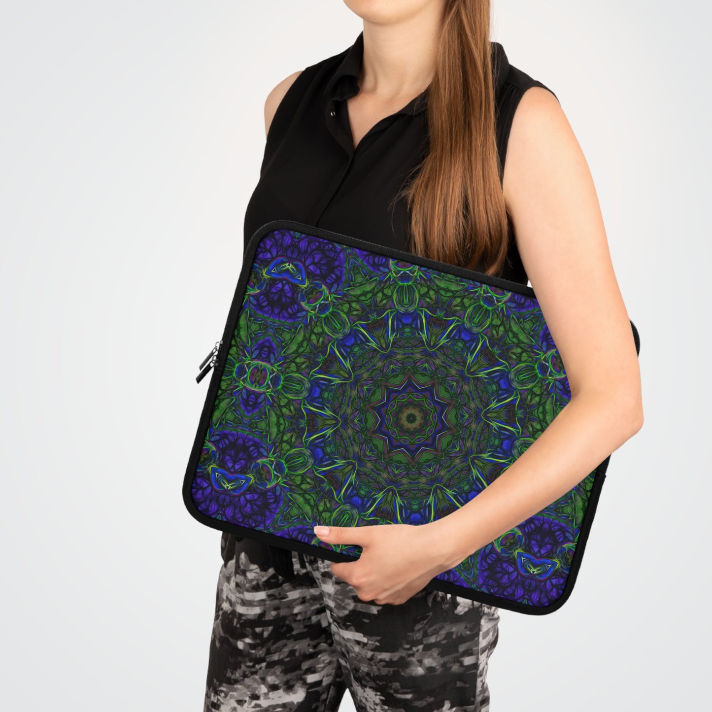 Blue Green Ribbon Kaleidoscope Laptop Sleeve