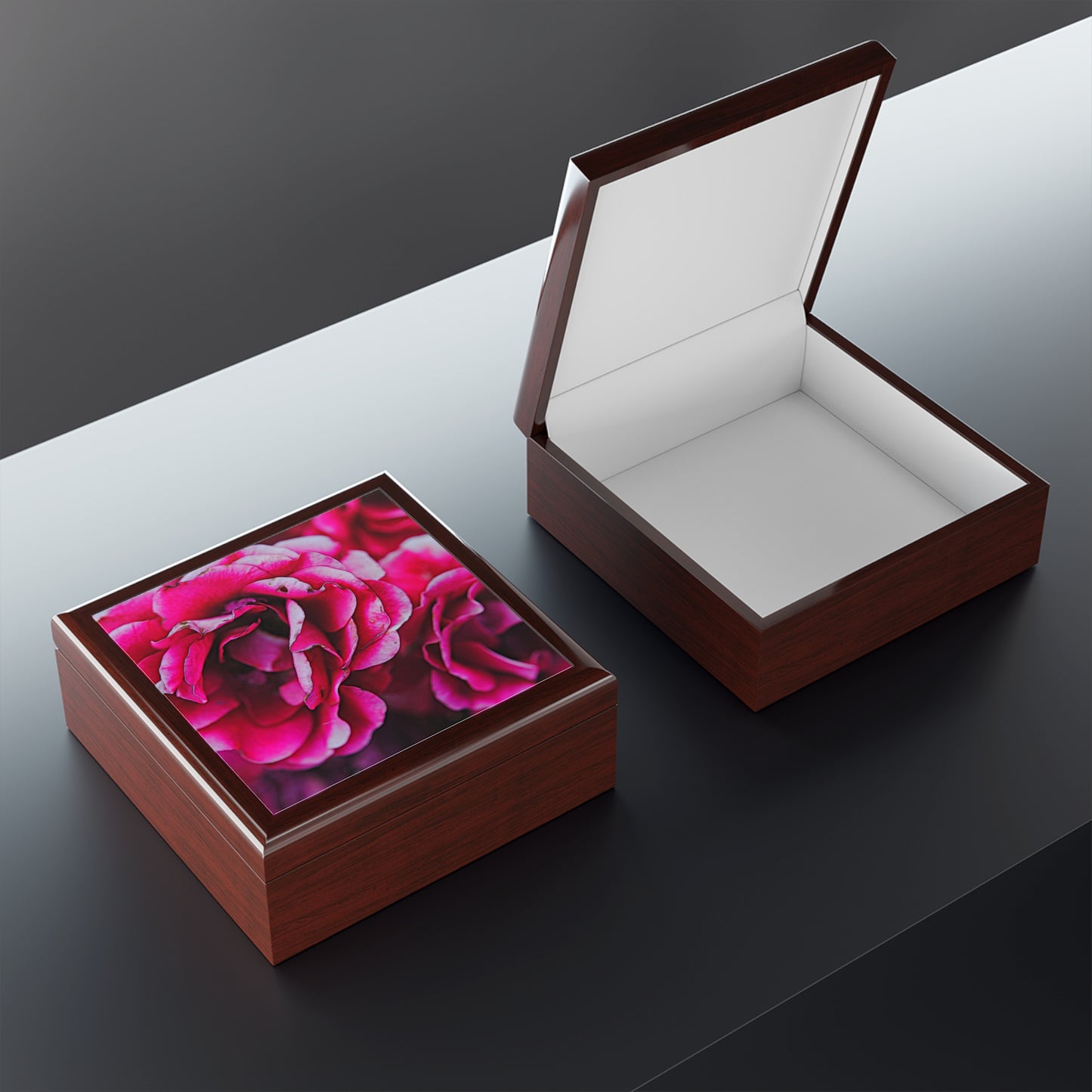 Dark Pink Flowers Jewelry Box