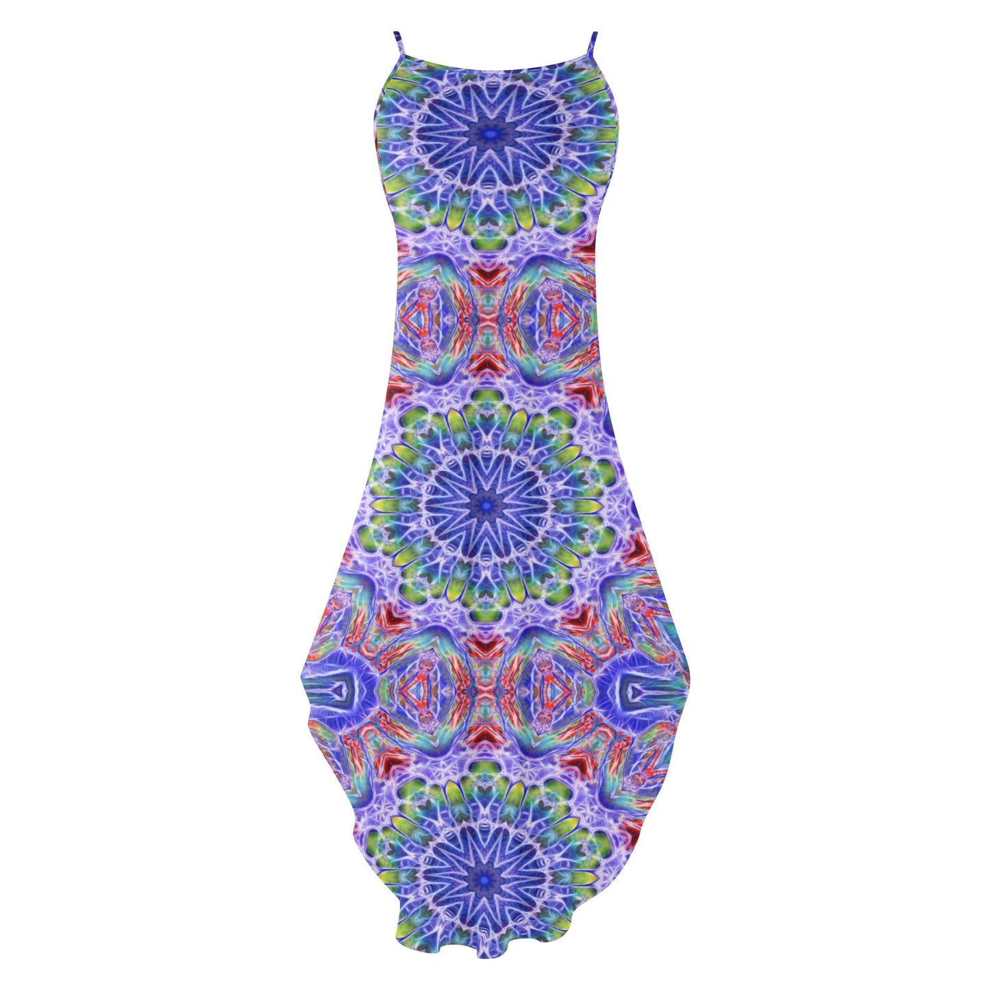 Blue Red Kaleidoscope Womens Elegant Sleeveless Evening Dress