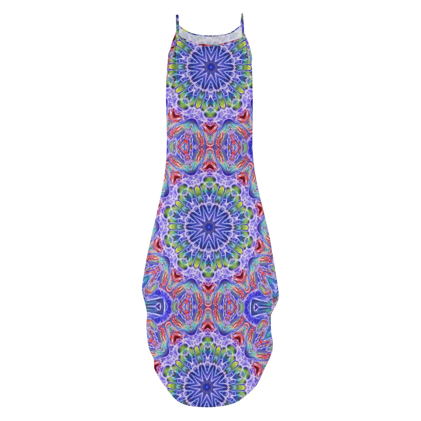 Blue Red Kaleidoscope Womens Elegant Sleeveless Evening Dress