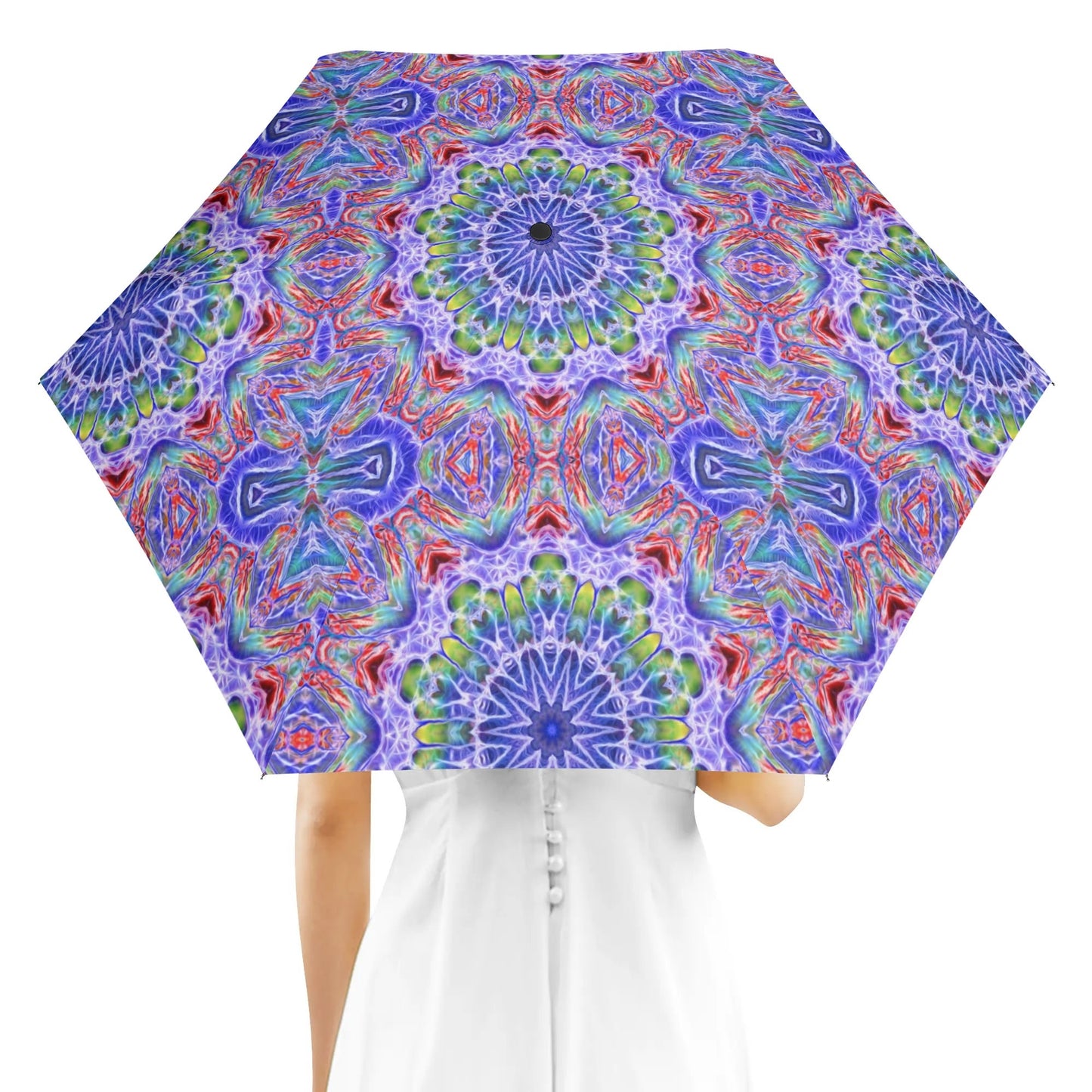 Red Blue Kaleidoscope Fully Auto Open & Close Umbrella Printing Outside