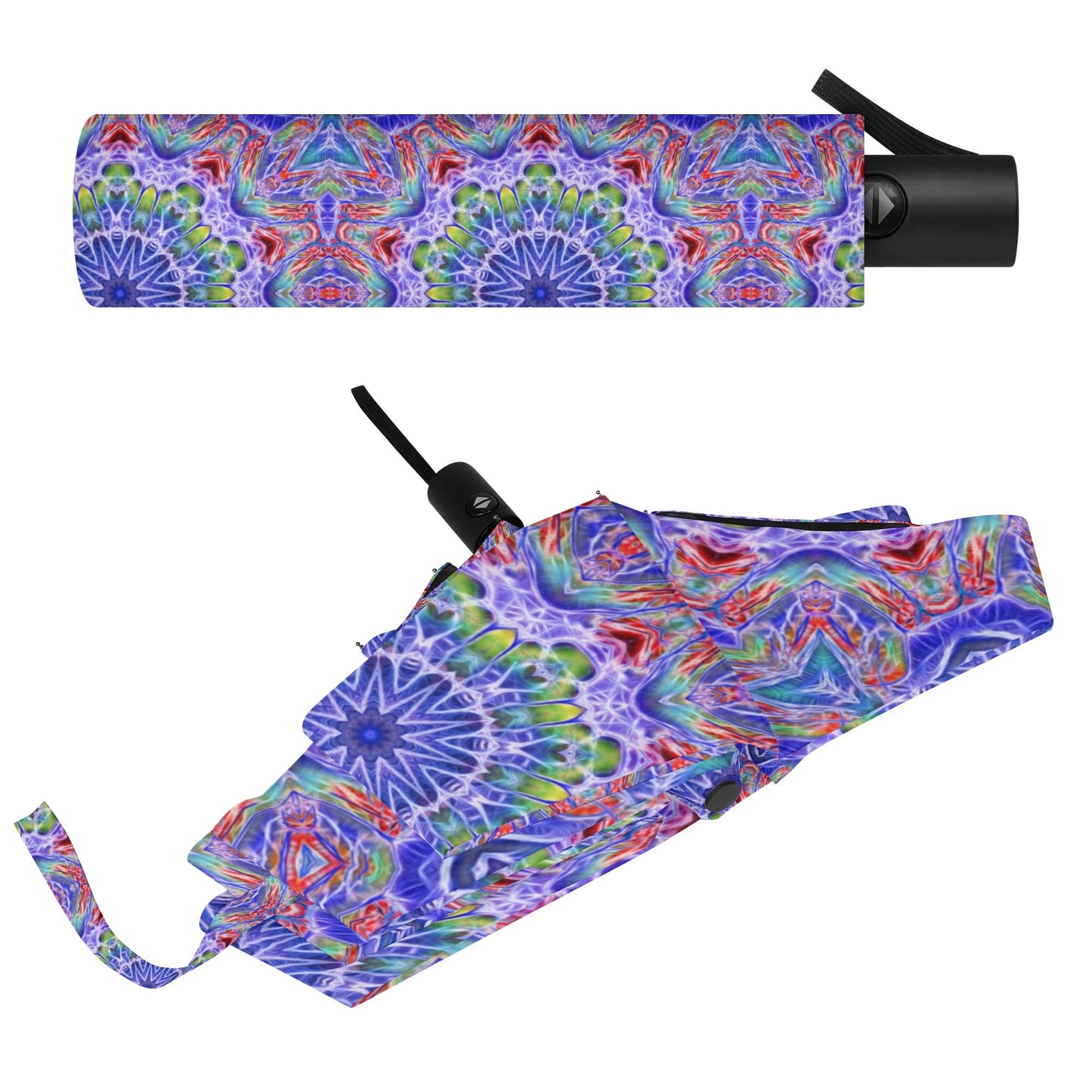 Red Blue Kaleidoscope Fully Auto Open & Close Umbrella Printing Outside