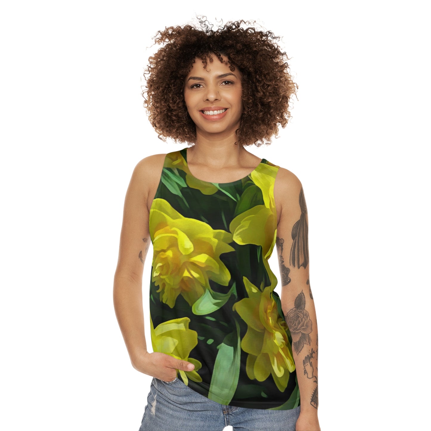 Bright Yellow Daffodils Unisex Tank Top (AOP)