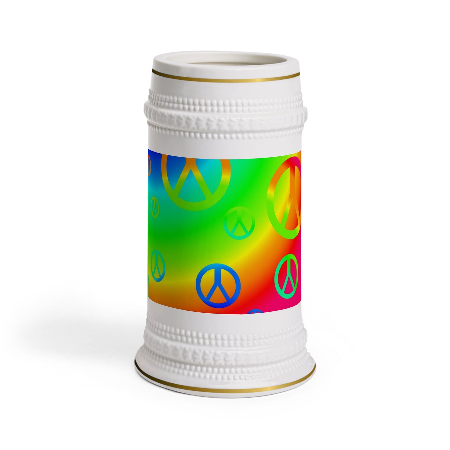 Rainbow Peace Signs Beer Stein Mug