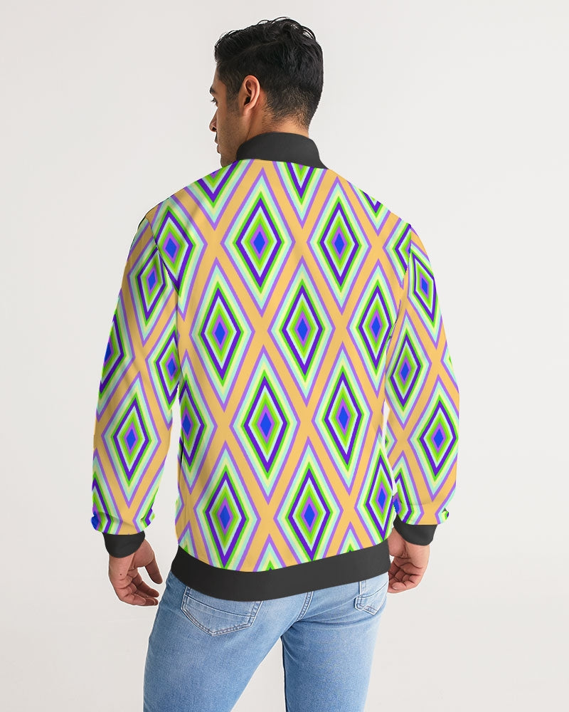 Colorful Diamonds Variation 1 Men's All-Over Print Stripe Sleeve Track Jacket