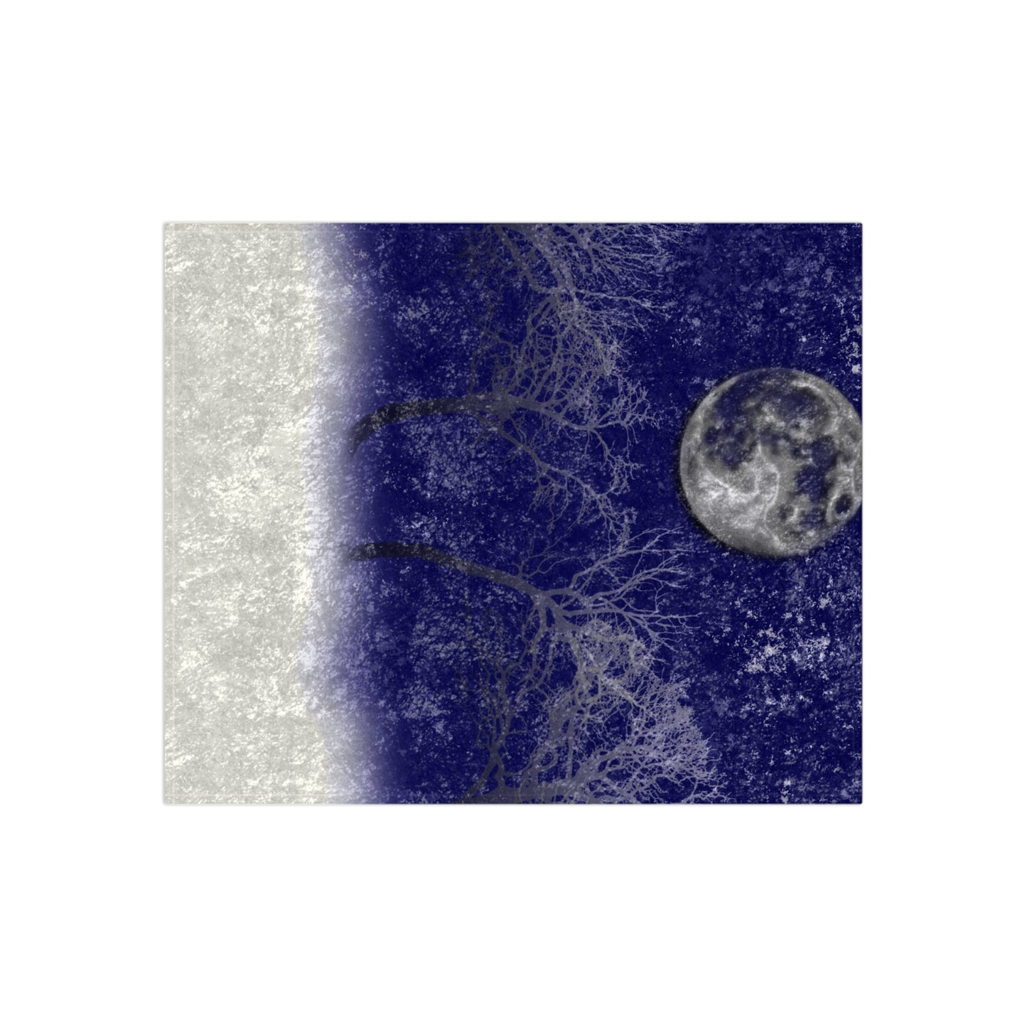 Blue Moon Snow Trees Crushed Velvet Blanket