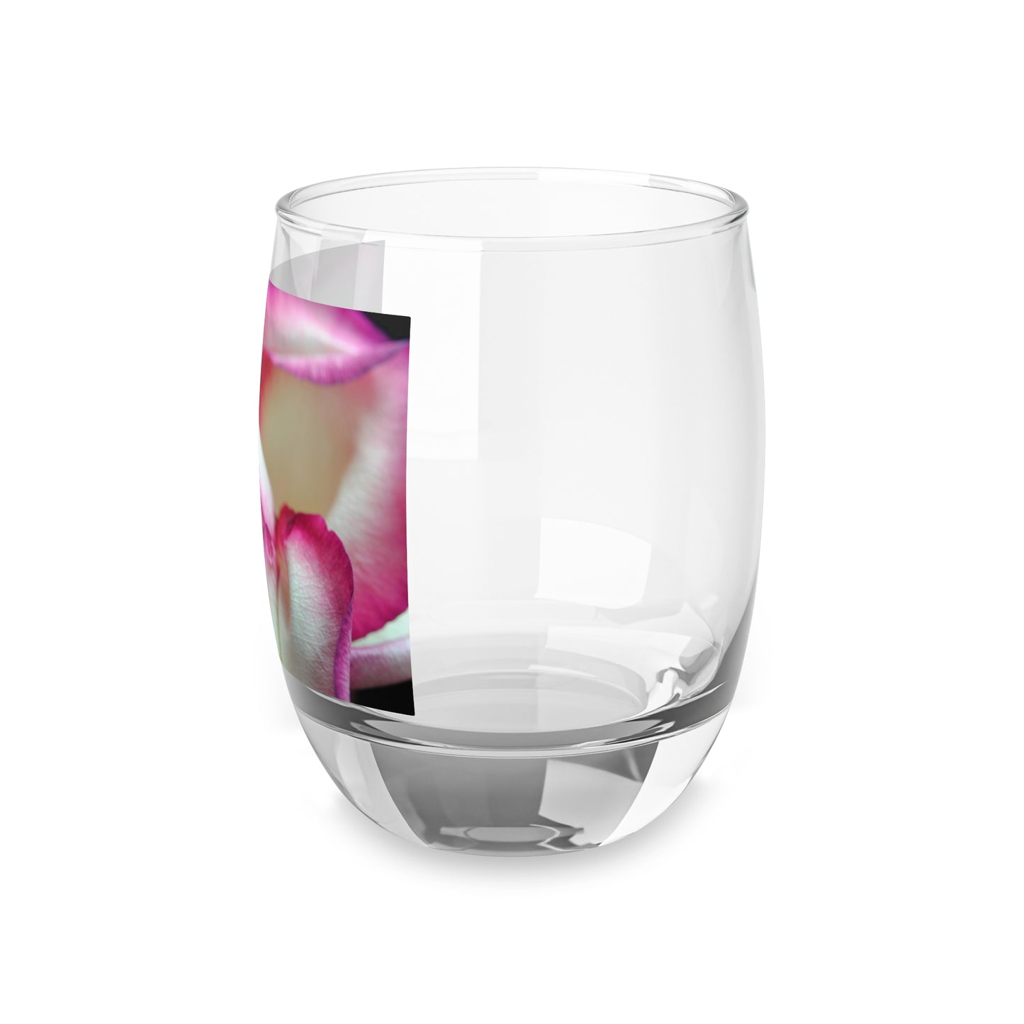 Pink Lined White Rose Whiskey Glass