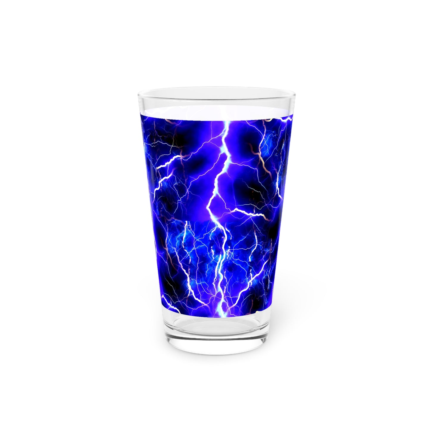 Blue Lightning Pattern Pint Glass, 16oz