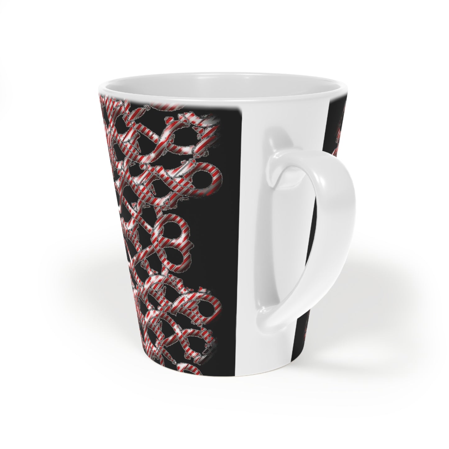 Candy Cane Snowflake Latte Mug, 12oz