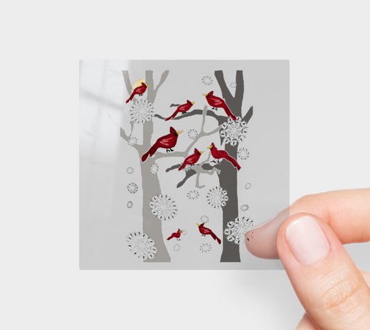 Cardinals In The Snow Sticker