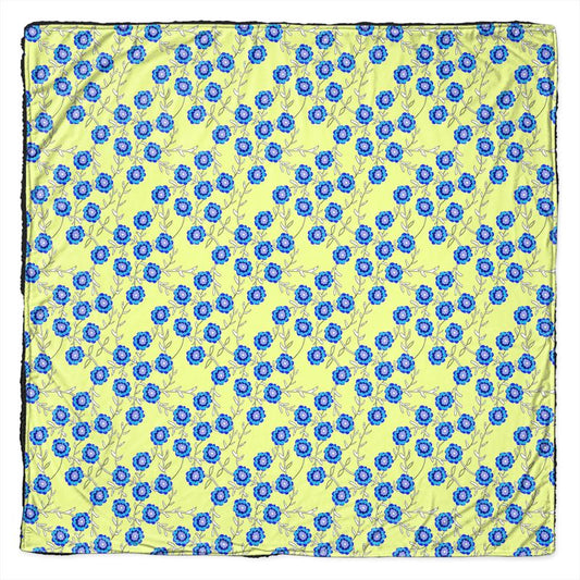 Blue Flowers On Yellow Throw