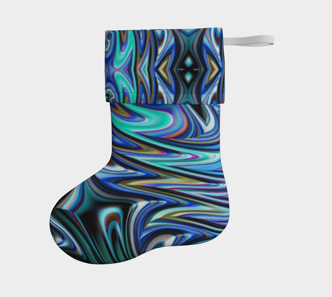 Blue Swirl Fractal Christmas Stocking