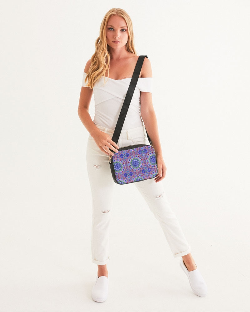 Blue Red Kaleidoscope Crossbody Bag