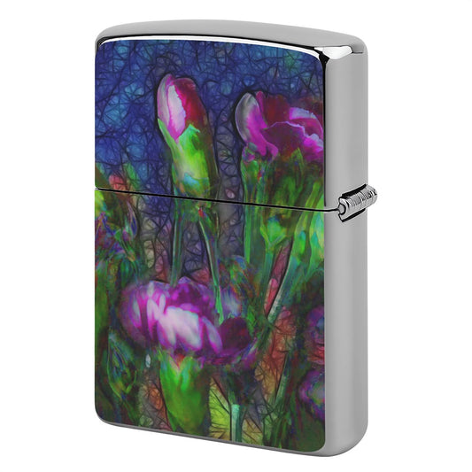 Metal Lighter Case Abstract Pink Carnations