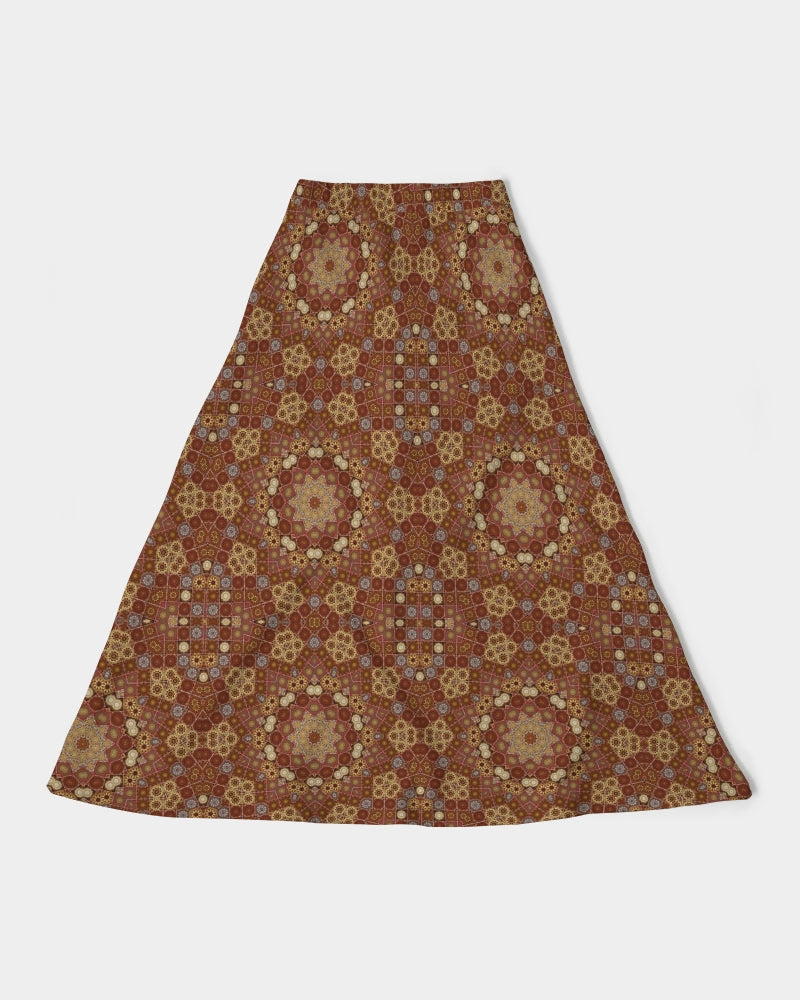 Checkered Star Geometry Women's All-Over Print A-Line Midi Skirt