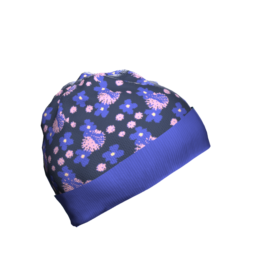 Pink and Blue Flowers Knit Cap