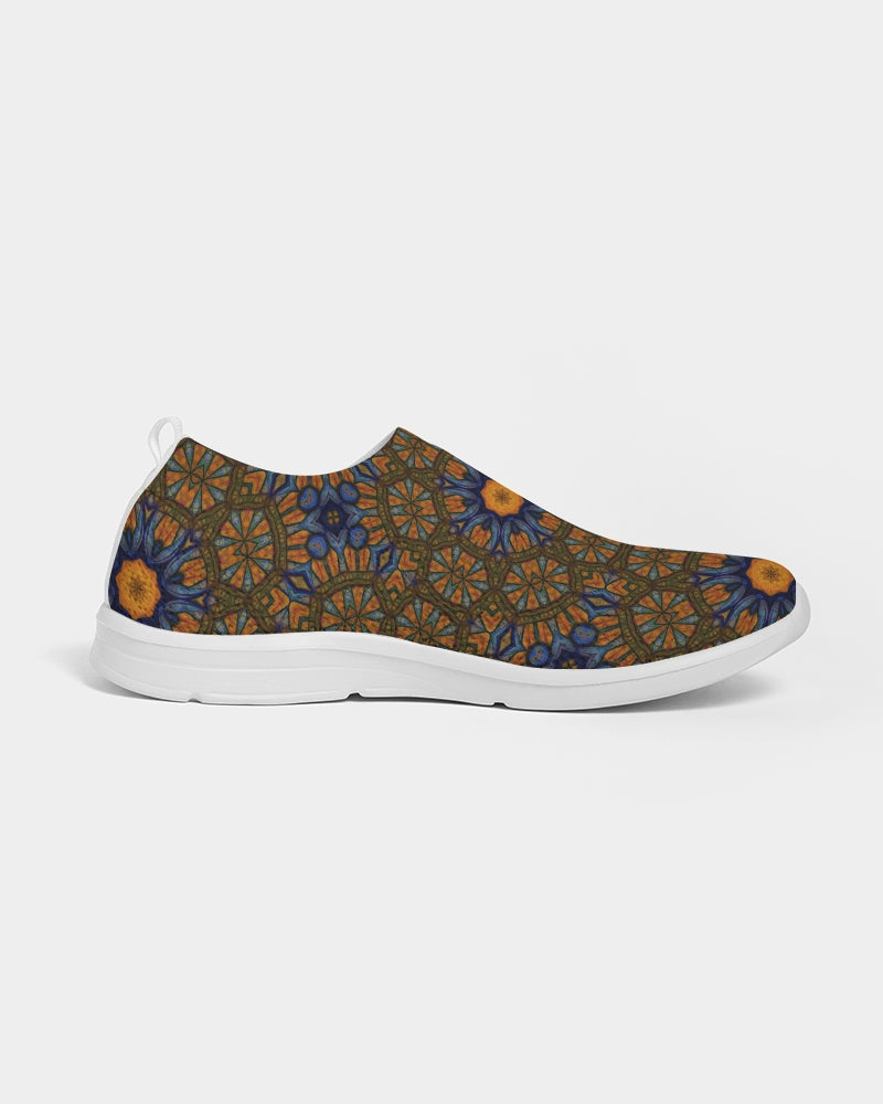 Blue and Yellow Sketch Kaleidoscope  Men's Slip-On Flyknit Shoe