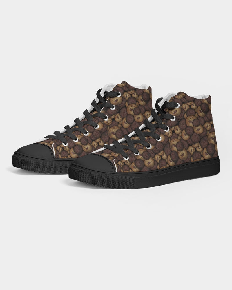 Chocolate Chip Cookies Women's Hightop Canvas Shoe - Black