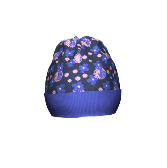 Pink and Blue Flowers Knit Cap