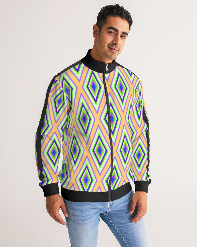 Colorful Diamonds Variation 1 Men's All-Over Print Stripe Sleeve Track Jacket