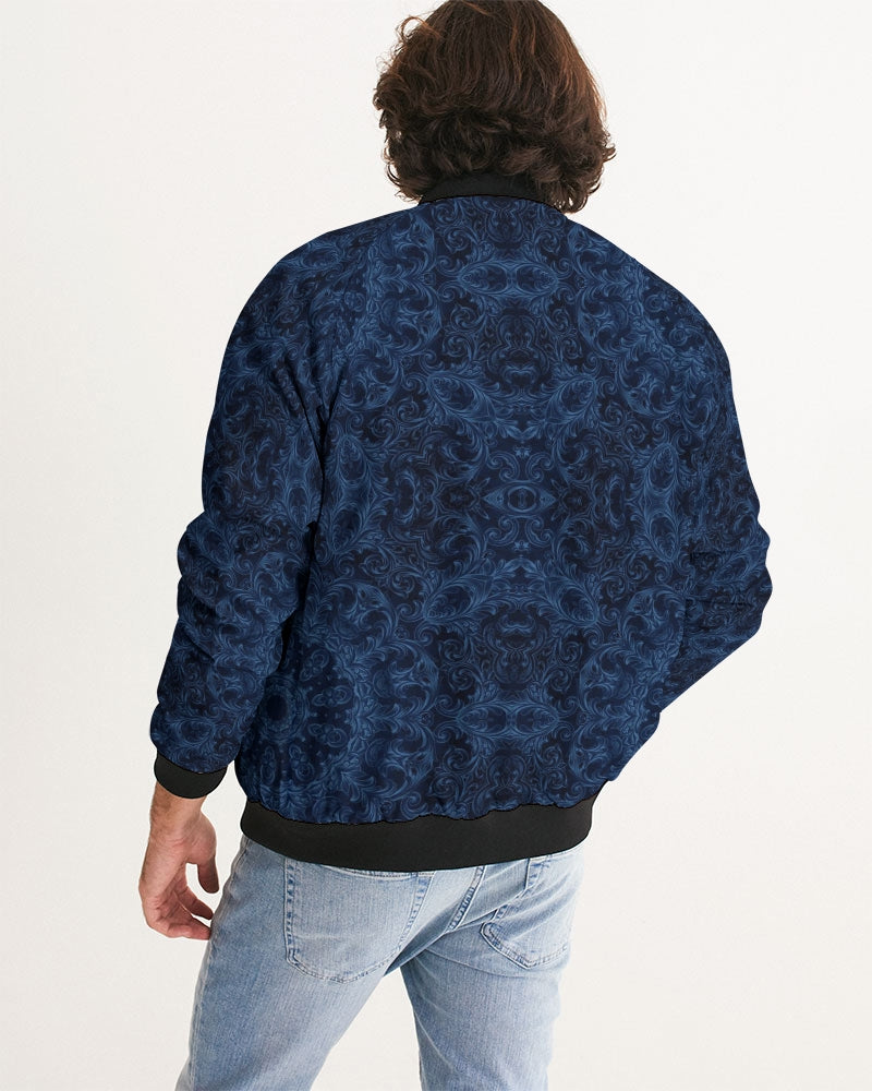 Blue Faux Velvet Kaleidoscope Men's All-Over Print Bomber Jacket