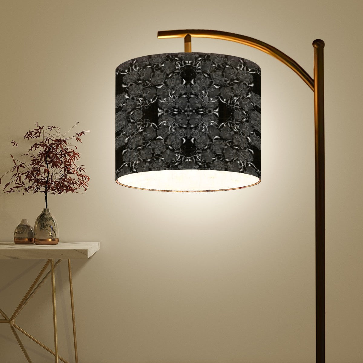 Arc Floor Lamp (Made in USA) Black Roses