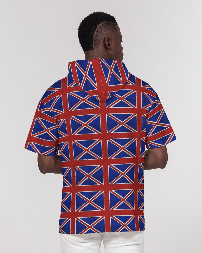 British Flag Pattern Men's All-Over Print Premium Heavyweight Short Sleeve Hoodie