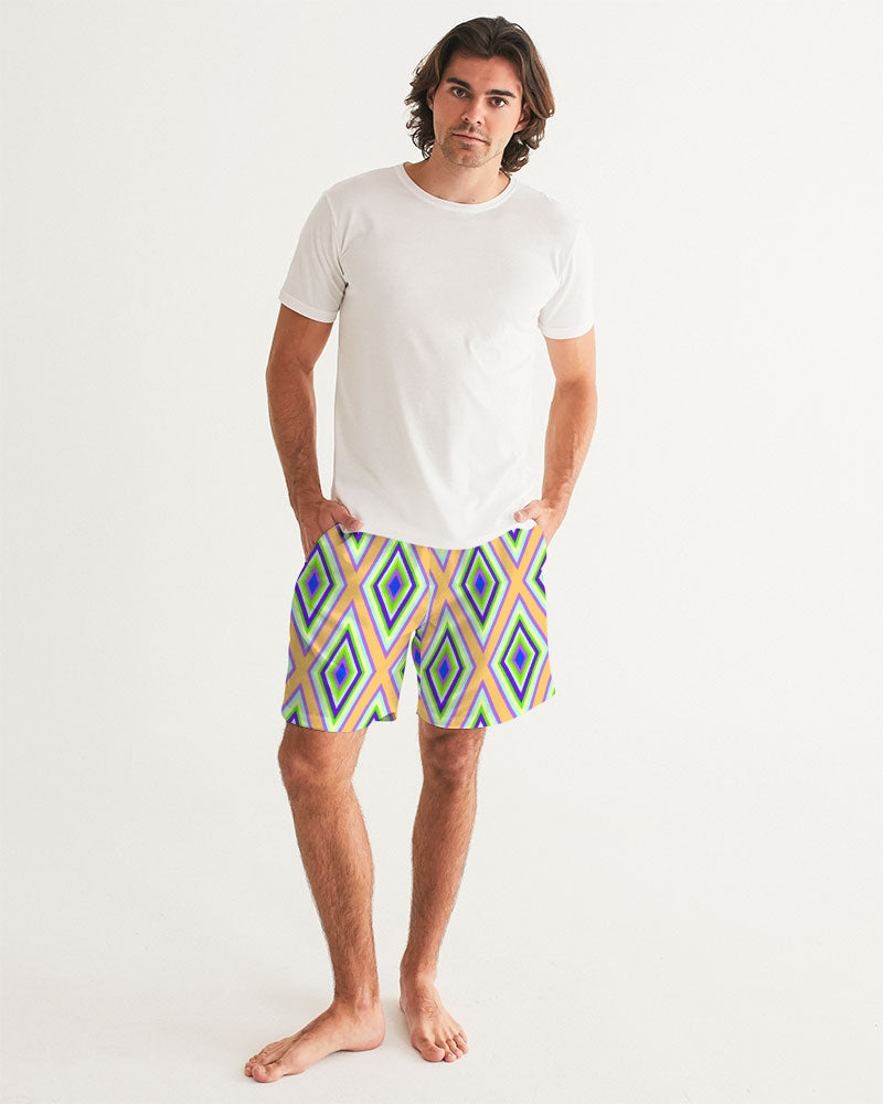 Colorful Diamonds Variation 1 Men's All-Over Print Swim Trunk