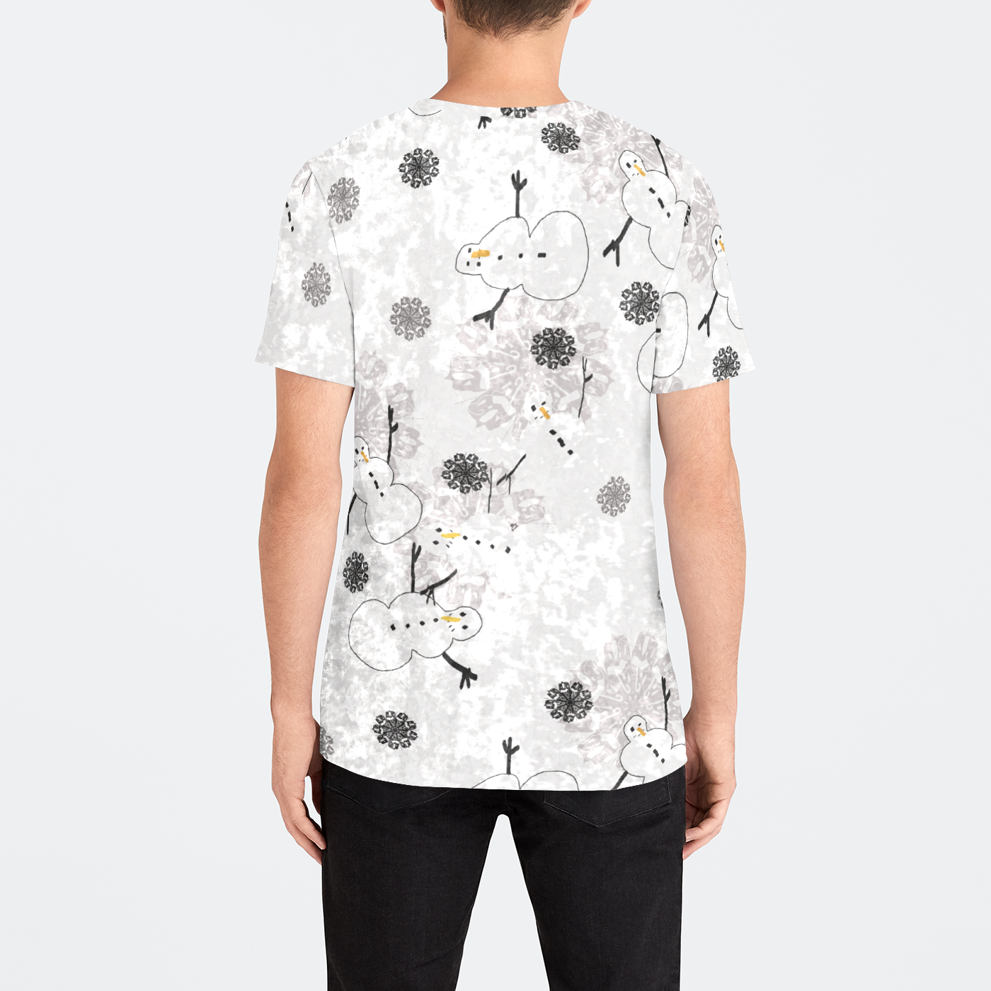 Snowman Pattern Mens Velvet Tee