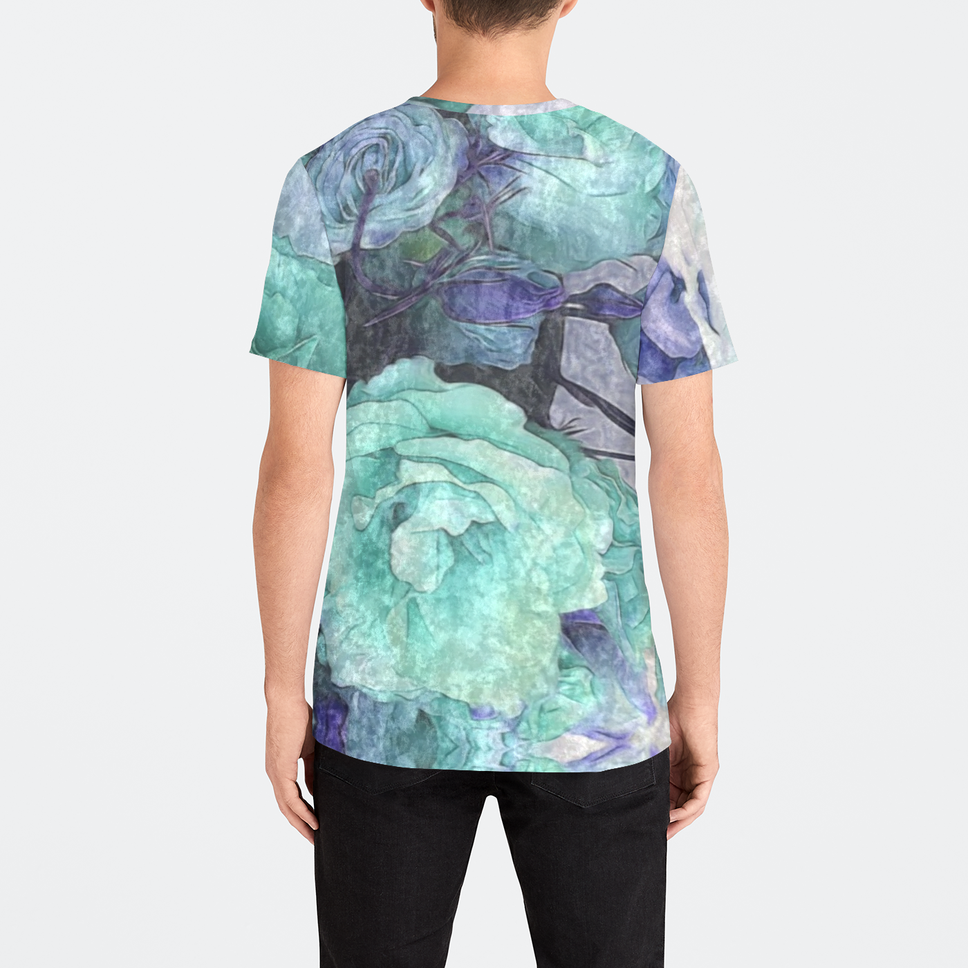 Aqua Flower Kaleidoscope Mens Velvet Tee