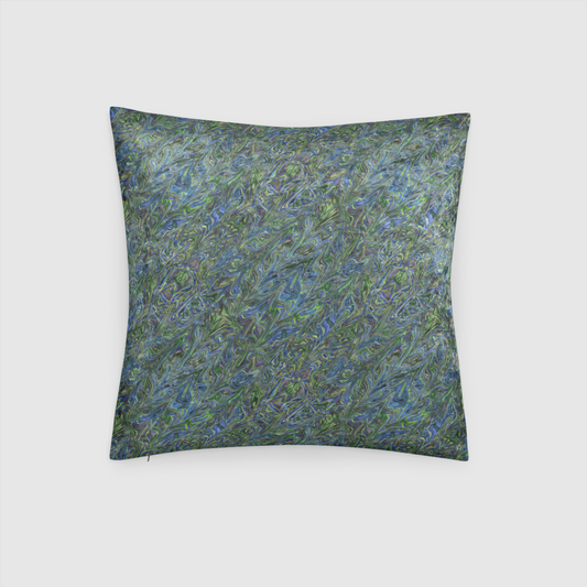 Blue Green Liquid Marbling Crushed Velvet Throw Pillow