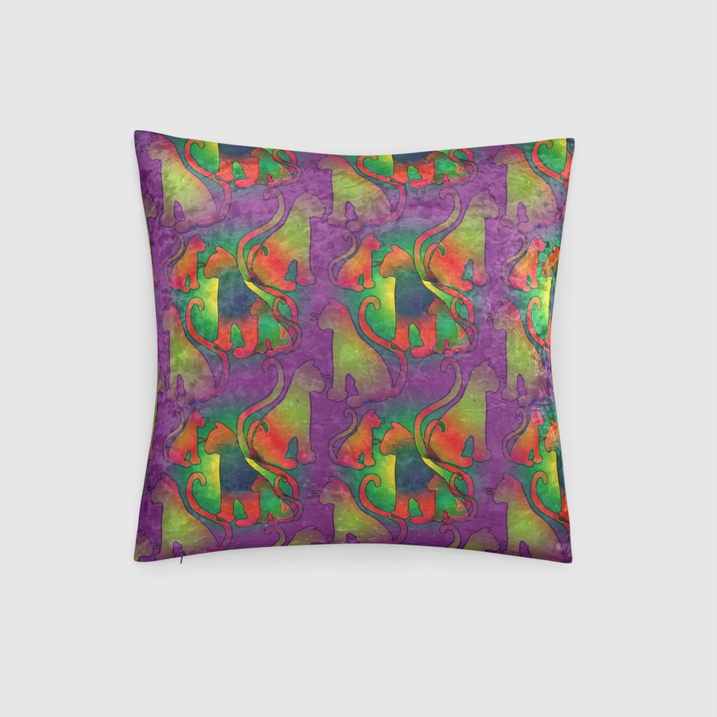 Abstract Cats Crushed Velvet Throw Pillow