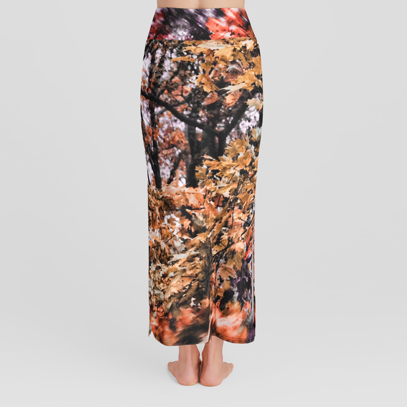 Fall Windy Leaves High Waist Skirt