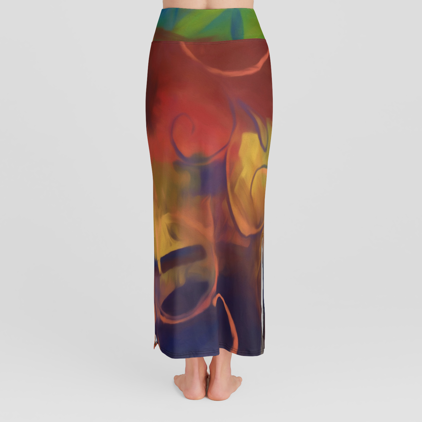 Abstract Fall Swirls High Waist Skirt