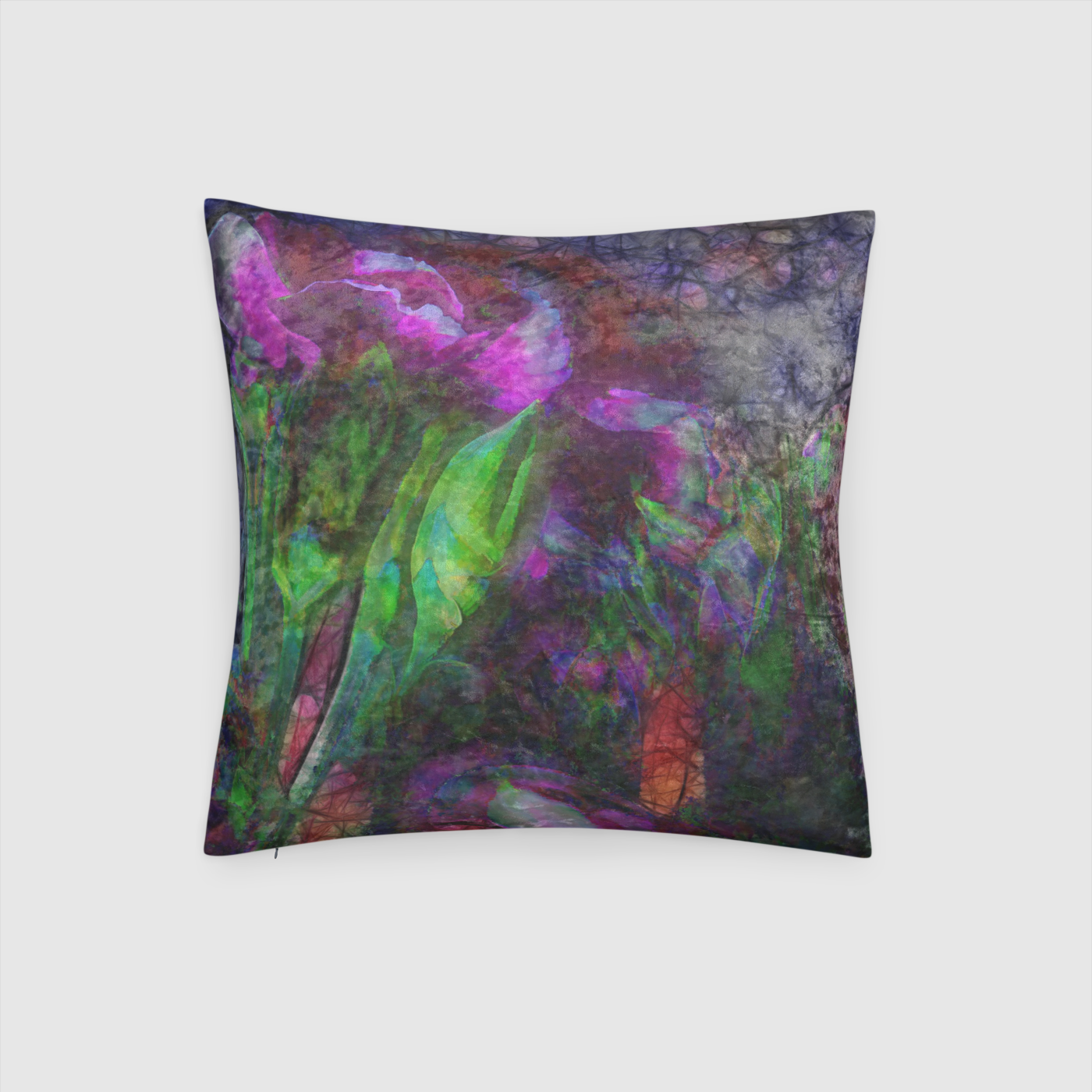 Abstract Pink Carnations Crushed Velvet Throw Pillow