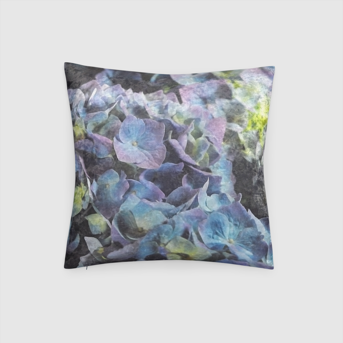 Blue and Purple Hydrangeas Crushed Velvet Throw Pillow