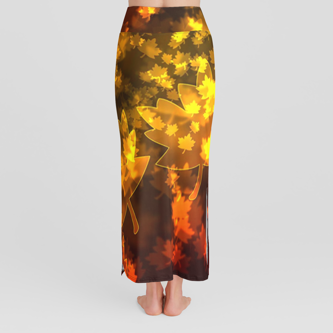 Fall Leaves Bokeh High Waist Skirt