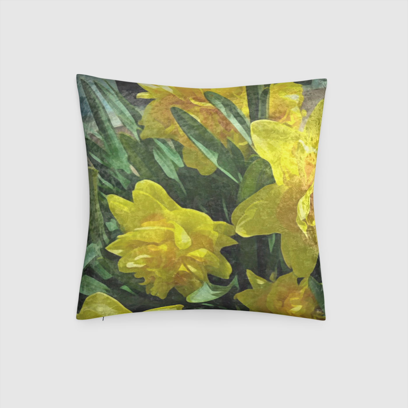 Bright Yellow Daffodils Crushed Velvet Throw Pillow