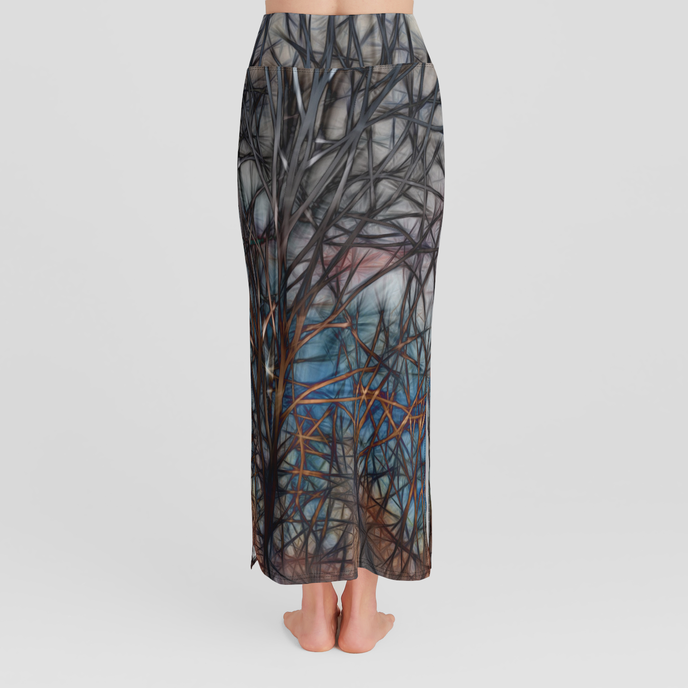 Abstract Sunset Tree High Waist Skirt