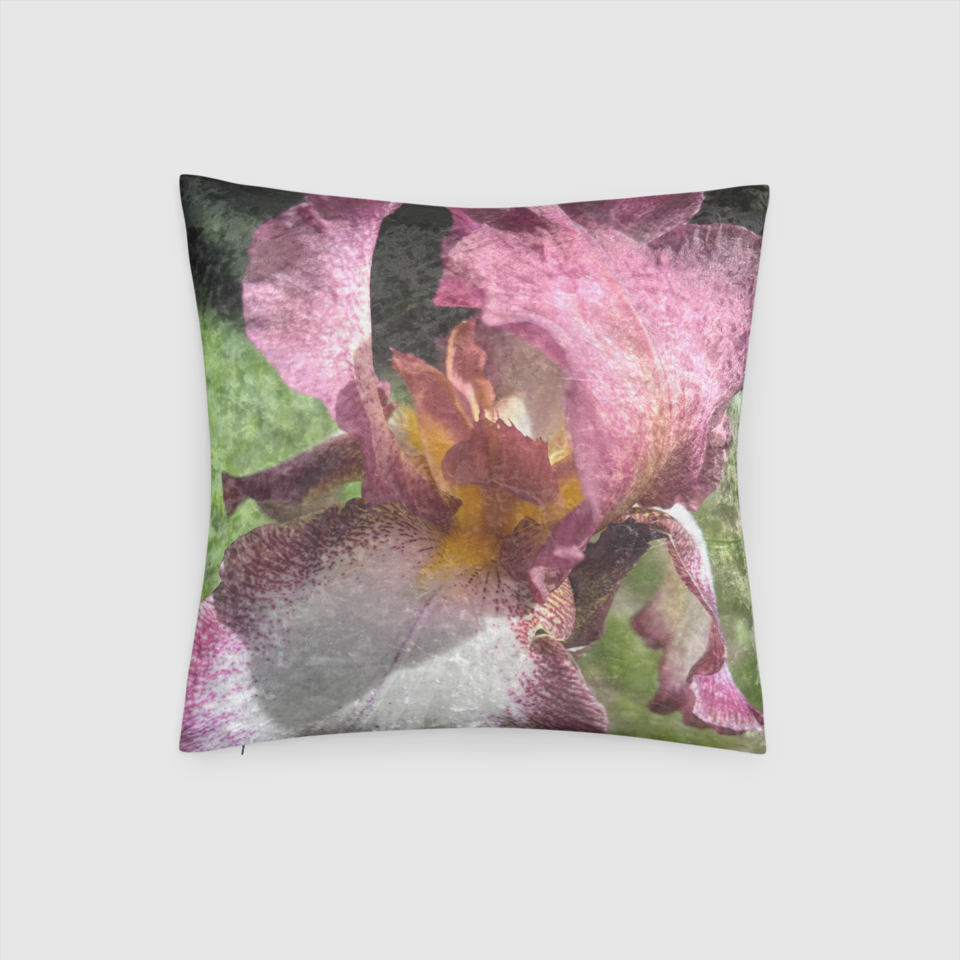 Burgundy Iris Crushed Velvet Throw Pillow