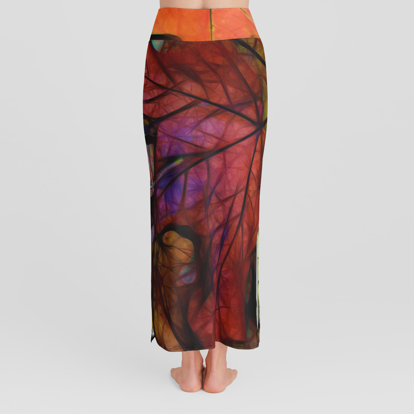 Fall Leaves Abstract High Waist Skirt