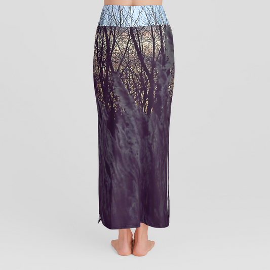 Fall Sunset Grassy Field High Waist Skirt