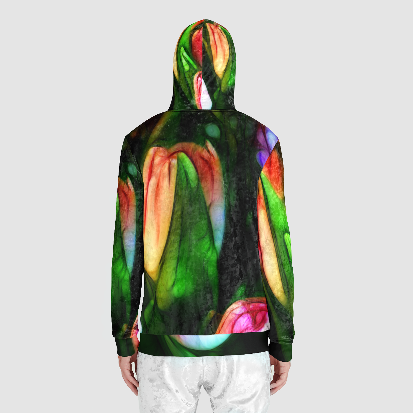 Abstract Pink Tulips Unisex Zip Relaxed Velvet Hoodie